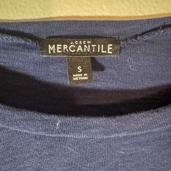 J.CREW MERCANTILE Navy 100% Cotton Tie-Front Long Sleeve Pocket Tee | Small - Picture 4 of 4